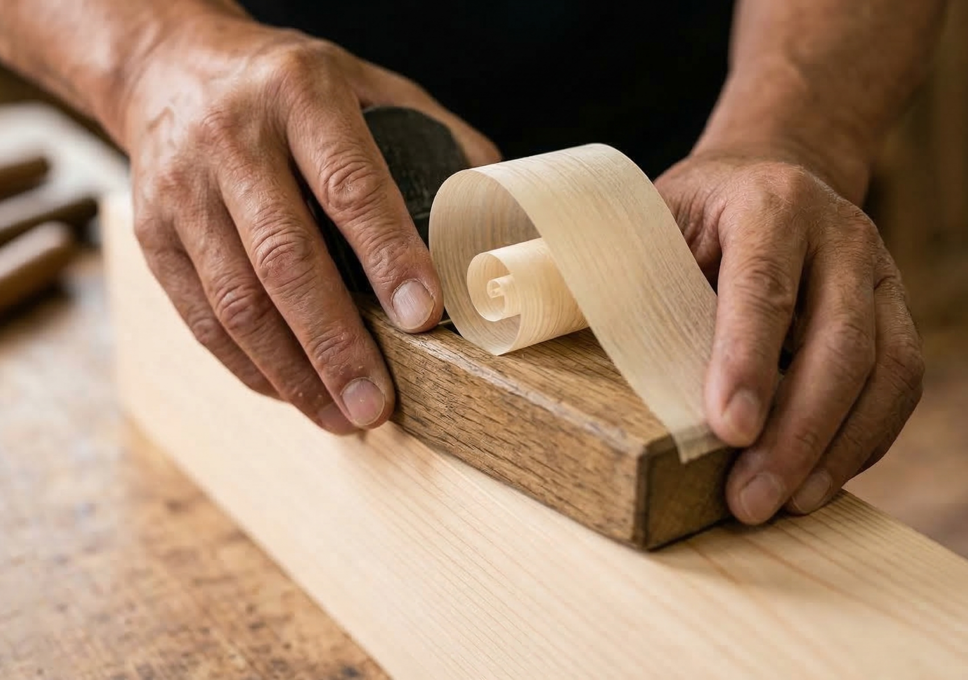 職人の手仕事（鉋がけ）